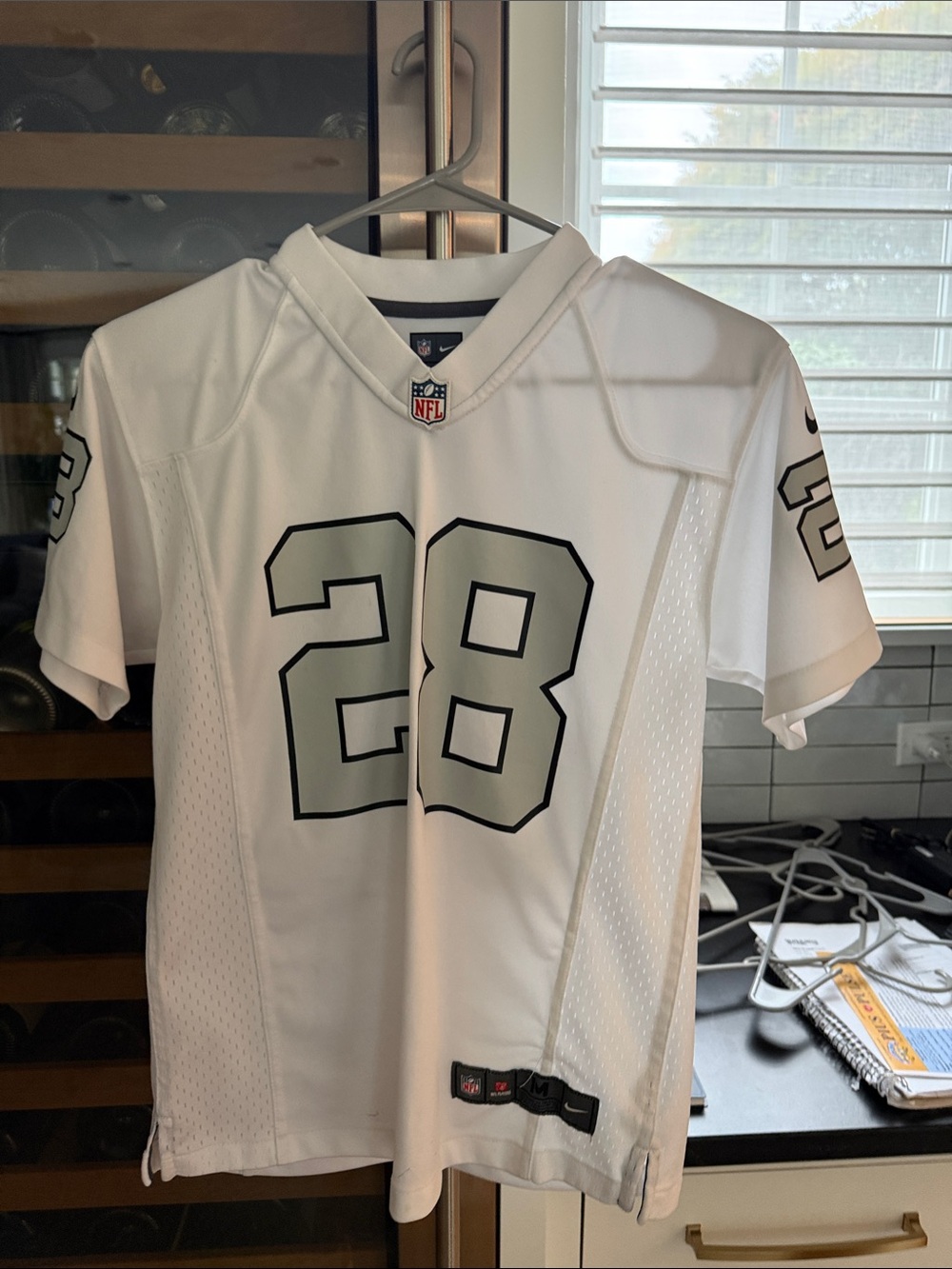 Nike Men’s White #28 Football Jersey